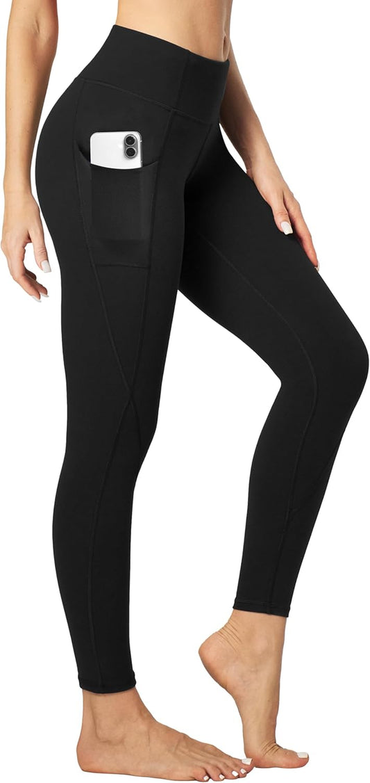 Women's High-Waisted Compression Leggings with Pockets for Tummy Control and Workout