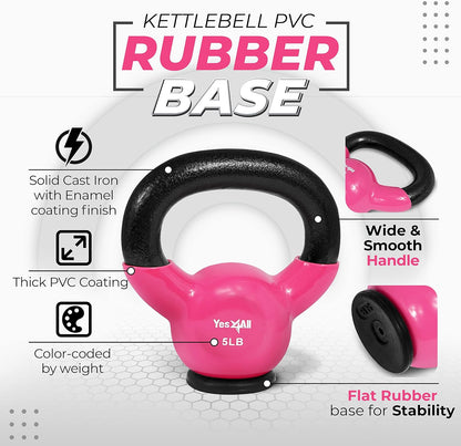 Kettlebells Rubber Base, Kettlebell Set for Women, Strength Training Kettlebells Weights (10-65 Lbs)
