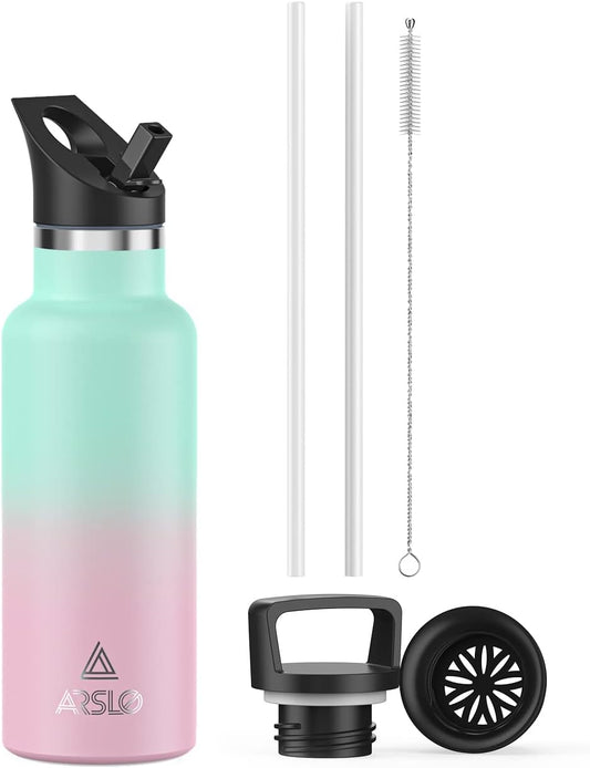 Premium Stainless Steel Double-Wall Vacuum Insulated Water Bottle with Straw Lid - Keeps Beverages Cold for 24 Hours and Hot for 12 Hours, Ideal for Hiking and Sports