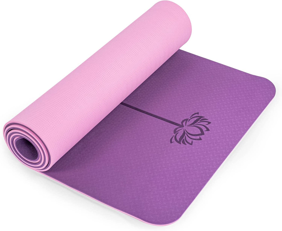 Non-Slip Yoga Mat - Eco-Friendly, 1/4" Thick Pilates and Fitness Mat for Women with Anti-Tear Design, Includes Carrying Sling and Storage Bag for Home Workouts