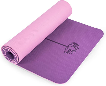 Non-Slip Yoga Mat - Eco-Friendly, 1/4" Thick Pilates and Fitness Mat for Women with Anti-Tear Design, Includes Carrying Sling and Storage Bag for Home Workouts