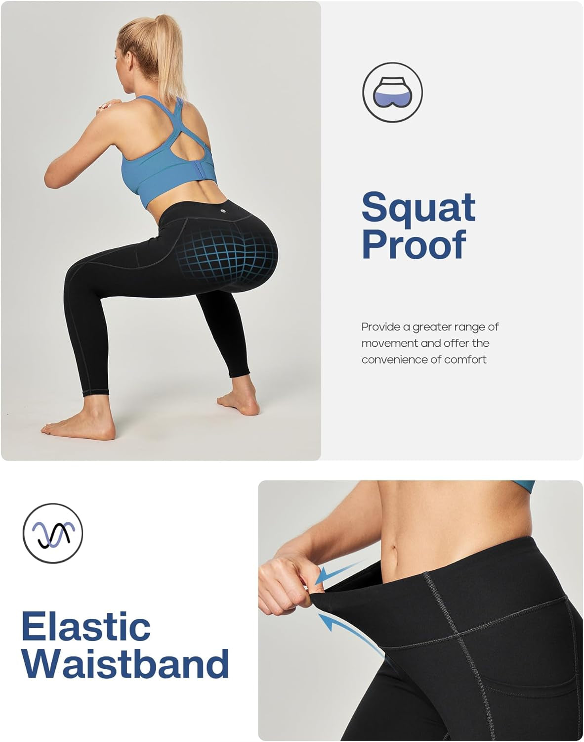 Women's High-Waisted Compression Leggings with Pockets for Tummy Control and Workout