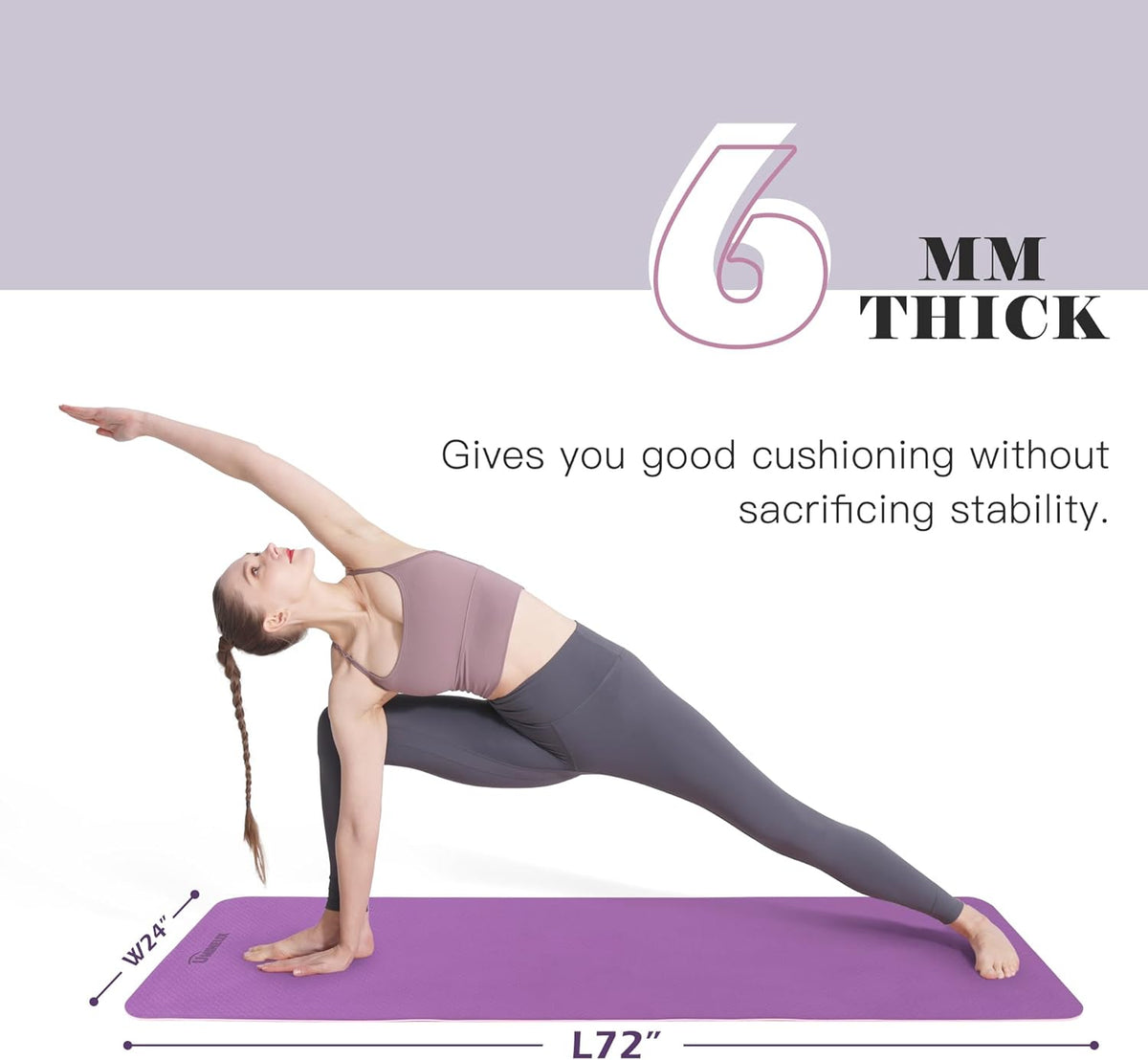 Non-Slip Yoga Mat - Eco-Friendly, 1/4" Thick Pilates and Fitness Mat for Women with Anti-Tear Design, Includes Carrying Sling and Storage Bag for Home Workouts