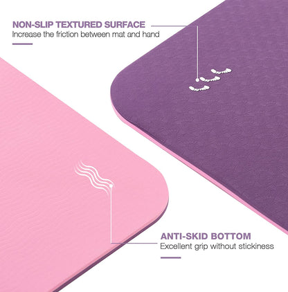 Non-Slip Yoga Mat - Eco-Friendly, 1/4" Thick Pilates and Fitness Mat for Women with Anti-Tear Design, Includes Carrying Sling and Storage Bag for Home Workouts