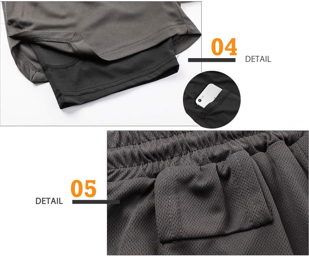 Mens Running Shorts，Workout Running Shorts for Men，2-In-1 Stealth Shorts， 7-Inch Gym Yoga Outdoor Sports Shorts